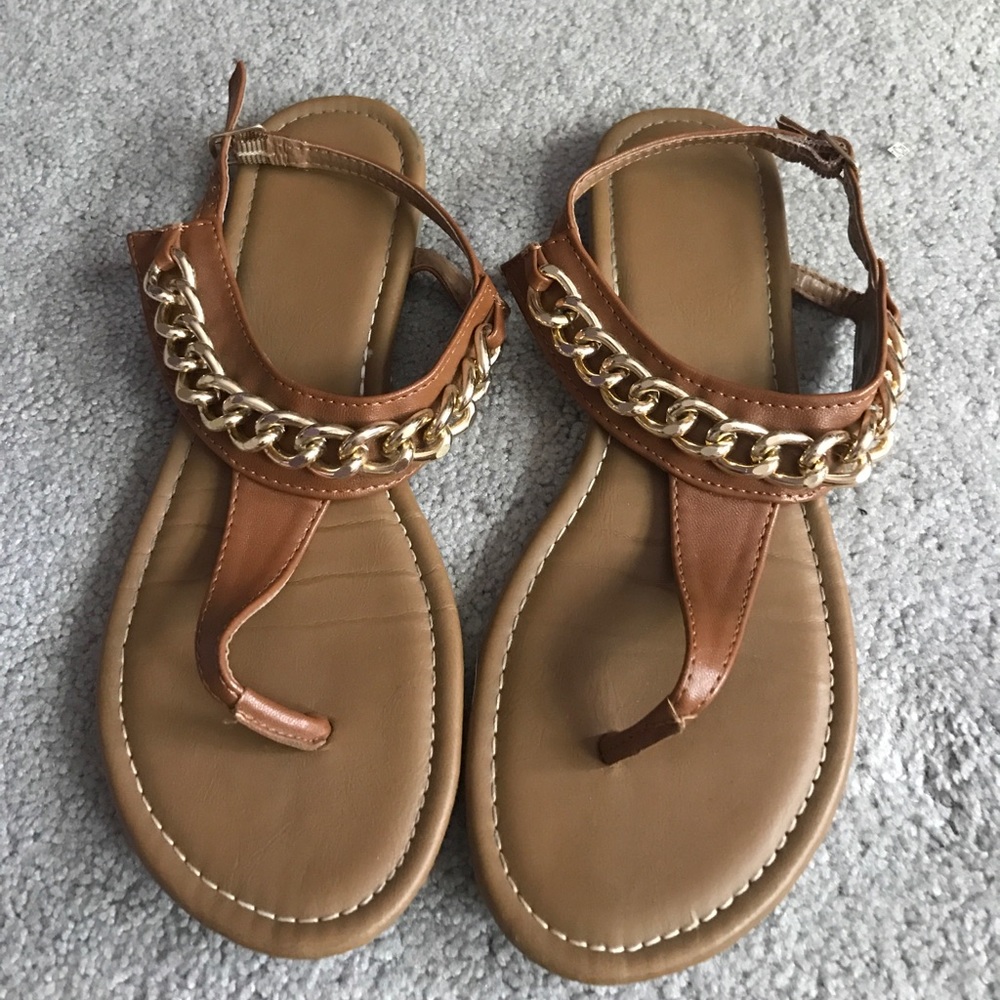 Gold & tan strap sandals
