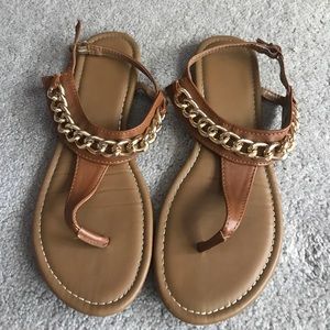 Gold & tan strap sandals