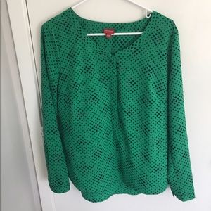 Green and navy blue Merona geo pattern blouse
