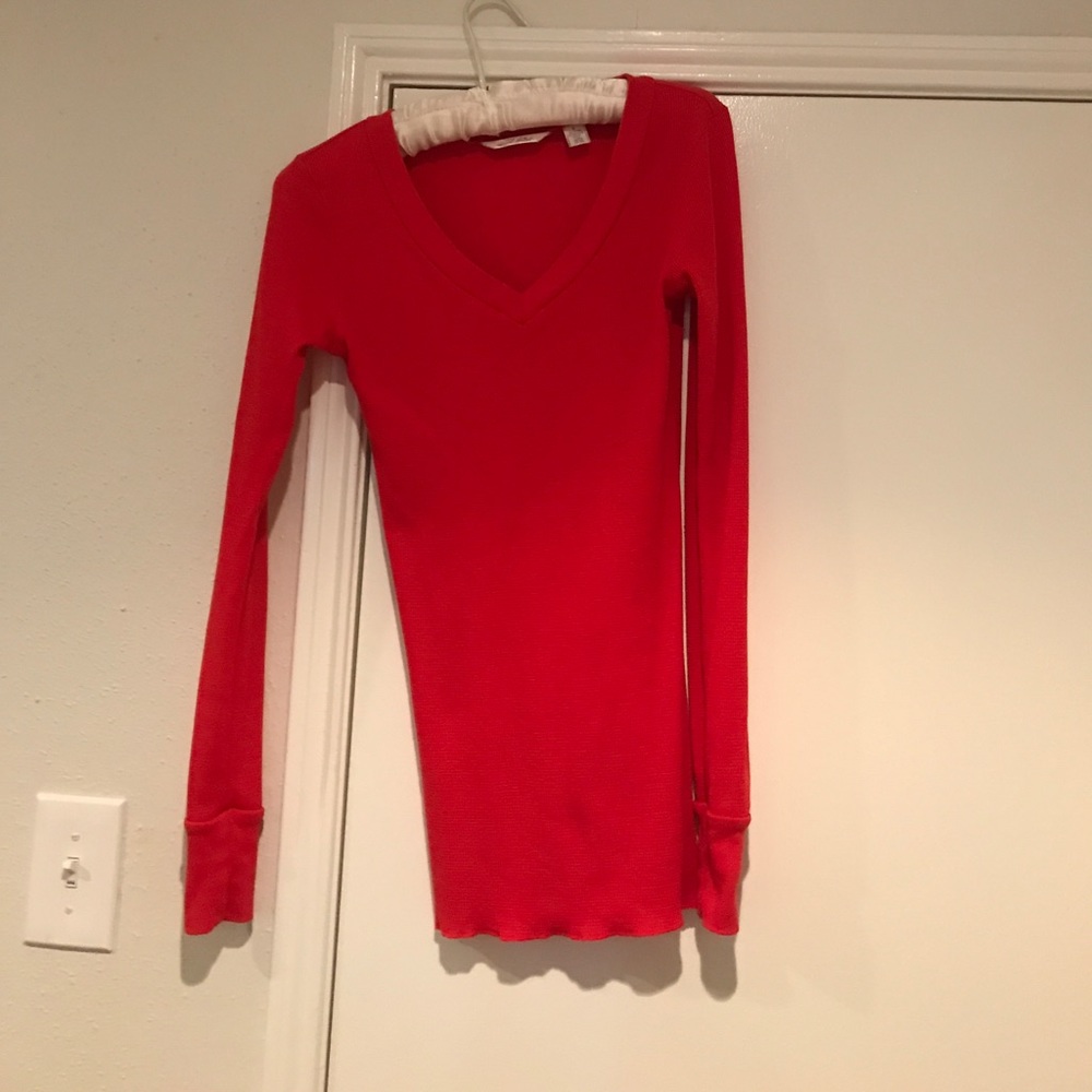 Orange long sleeve v neck shirt