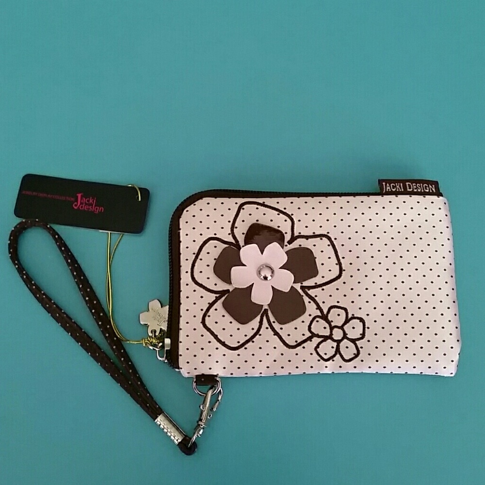 Jacki Design Floral & Polka-dot Wristlet