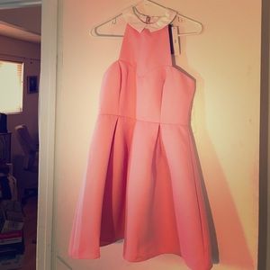 White collar pink dress