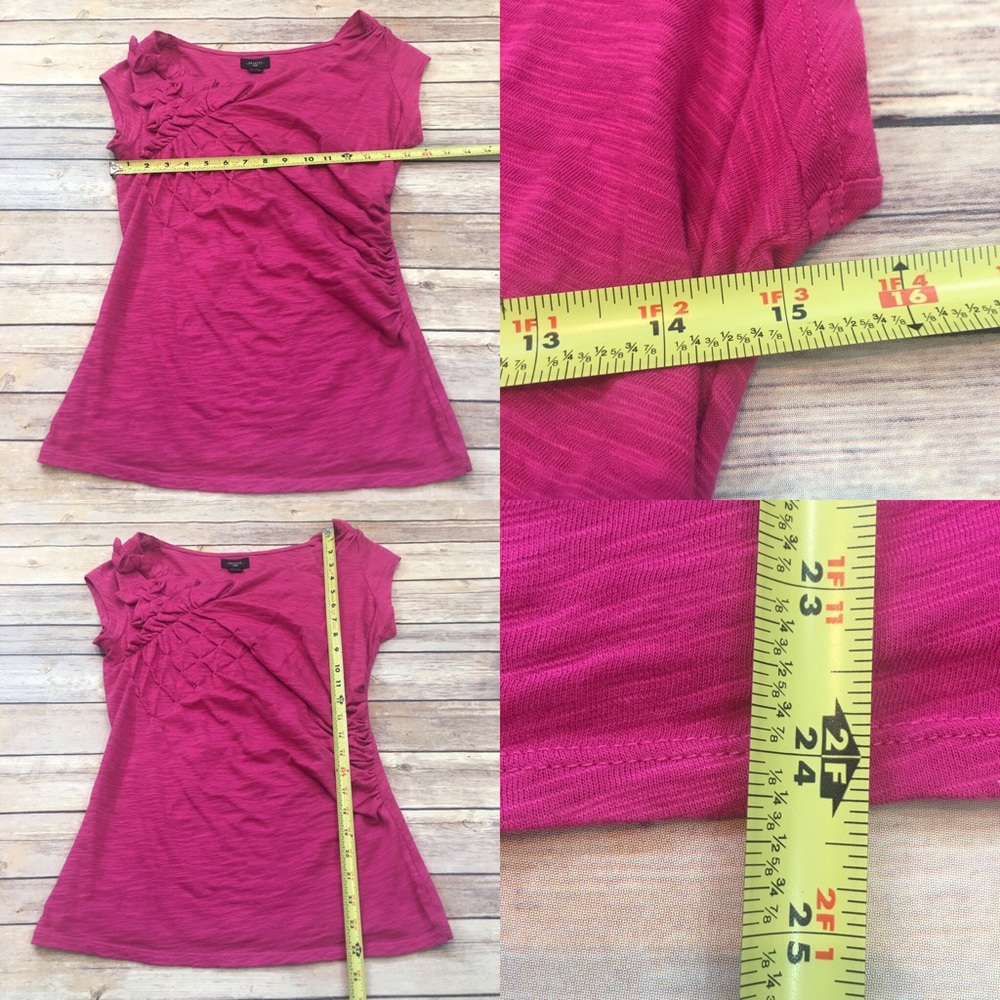 SOLD 🌺Sz Small Anthro Deletta Raw Edge Collar Top - Picture 2 of 7