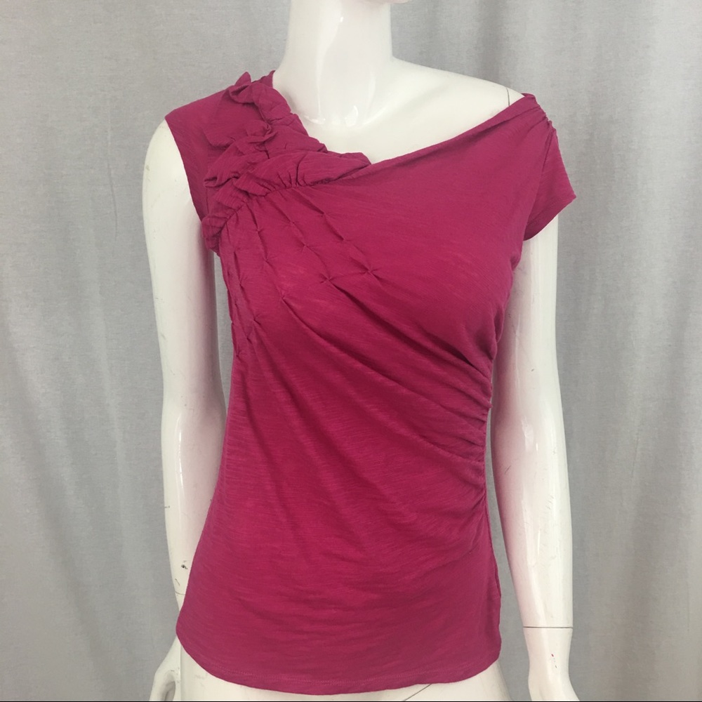SOLD 🌺Sz Small Anthro Deletta Raw Edge Collar Top - Picture 7 of 7