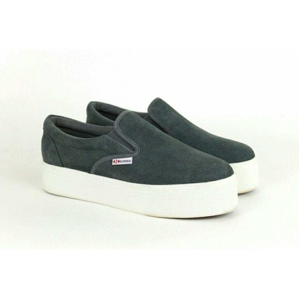 Brand New Superga platform slipons charcoal grey