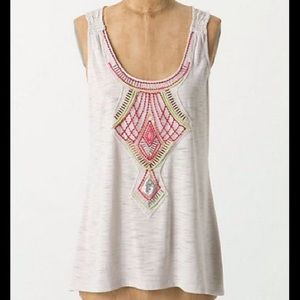 Anthropologie Embroidered Beaded Tank Sz P Anthropologie Embroidered Beaded Tank Sz P