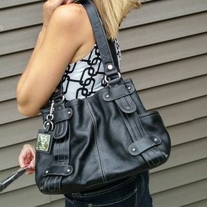 Black leather Tignanello purse