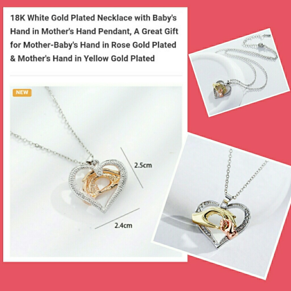 18k White Gold Plated Necklace with Pendent