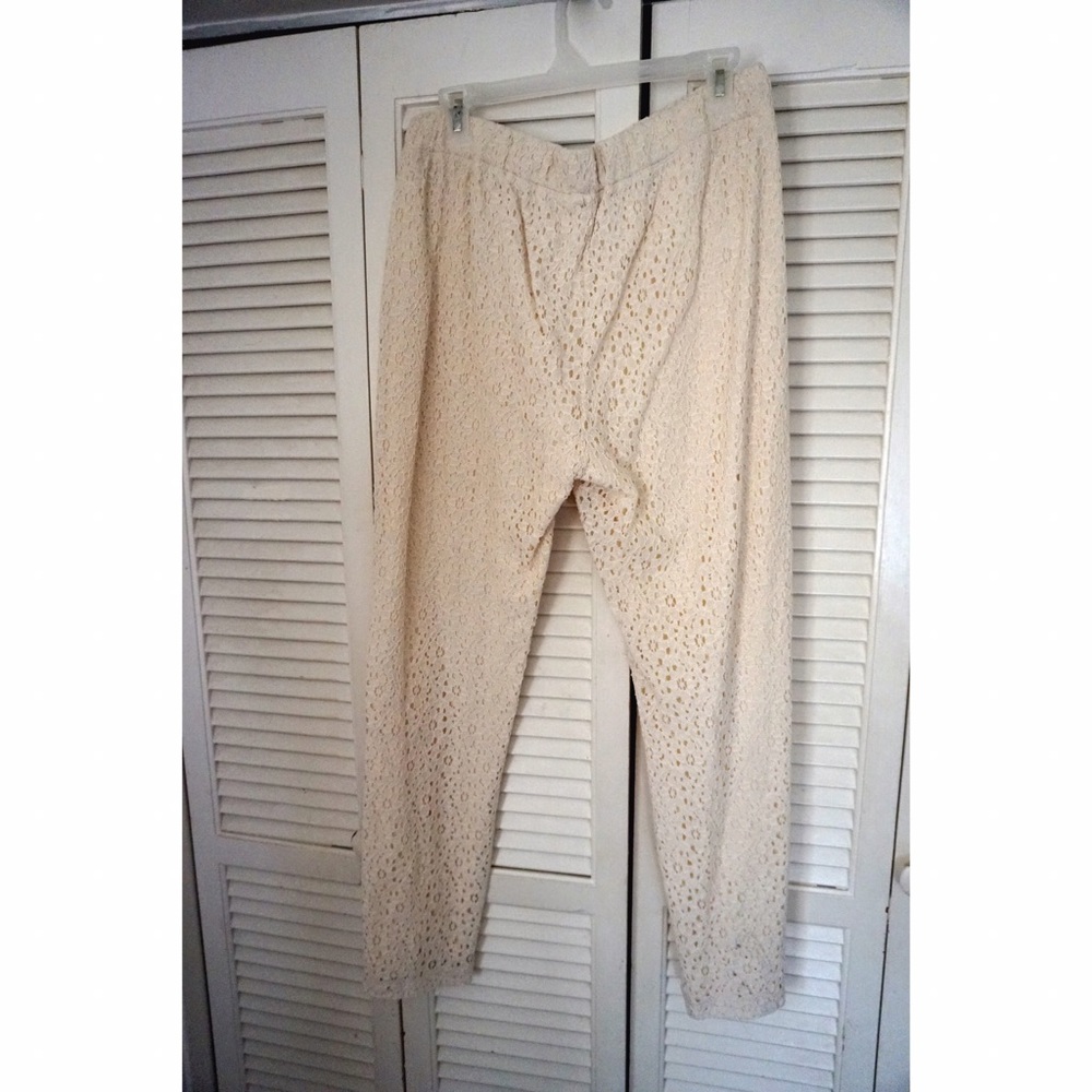 Off White Floral Lace Pants