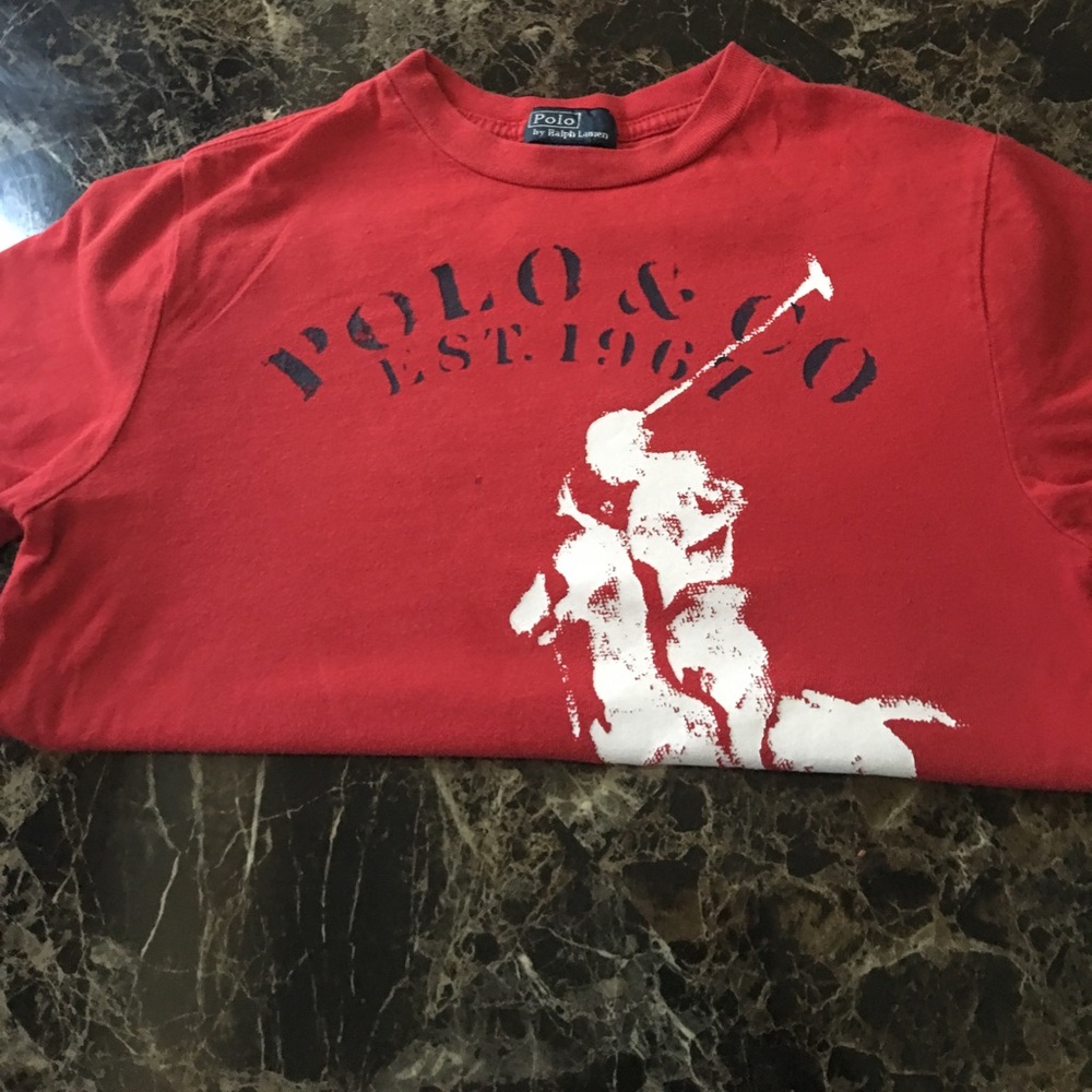 Red polo short sleeve tee size 8