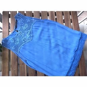Zara Trafaluc Blue Lace Detail Blouse