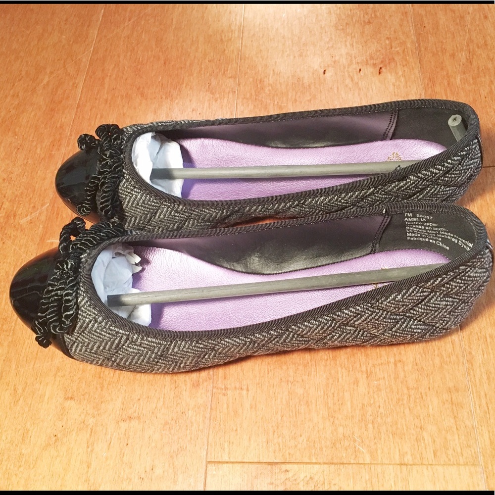 Size 7 Quilted Tweed Grey Black parent Ballet flat