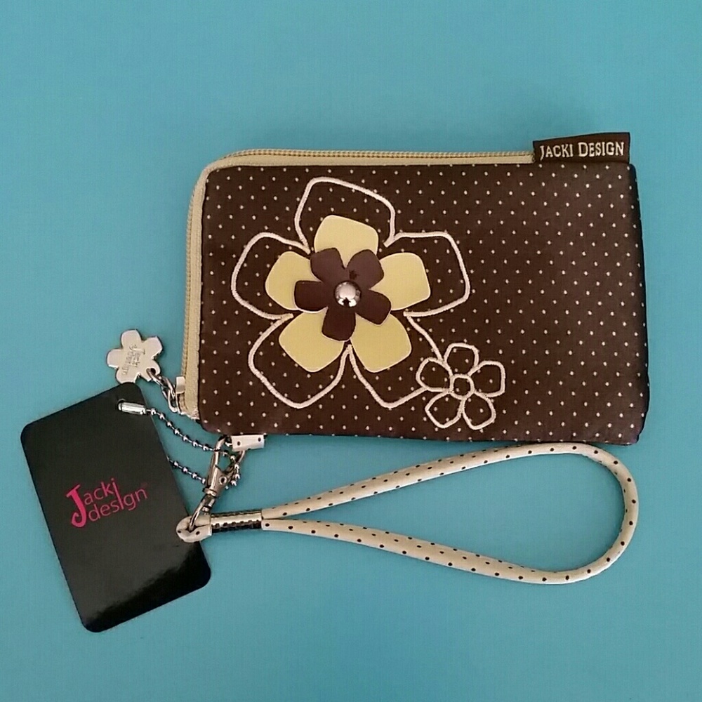 Jacki Design Floral & Polka-dot Wristlet
