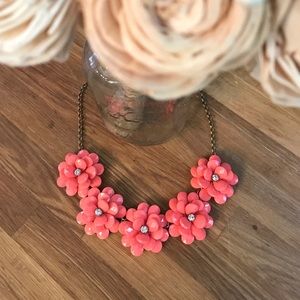 J.Crew Coral Floral Necklace