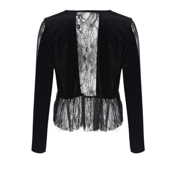 ‼️LAST ONE Black Sheer Lace Velvet Top DA35 - Picture 5 of 5