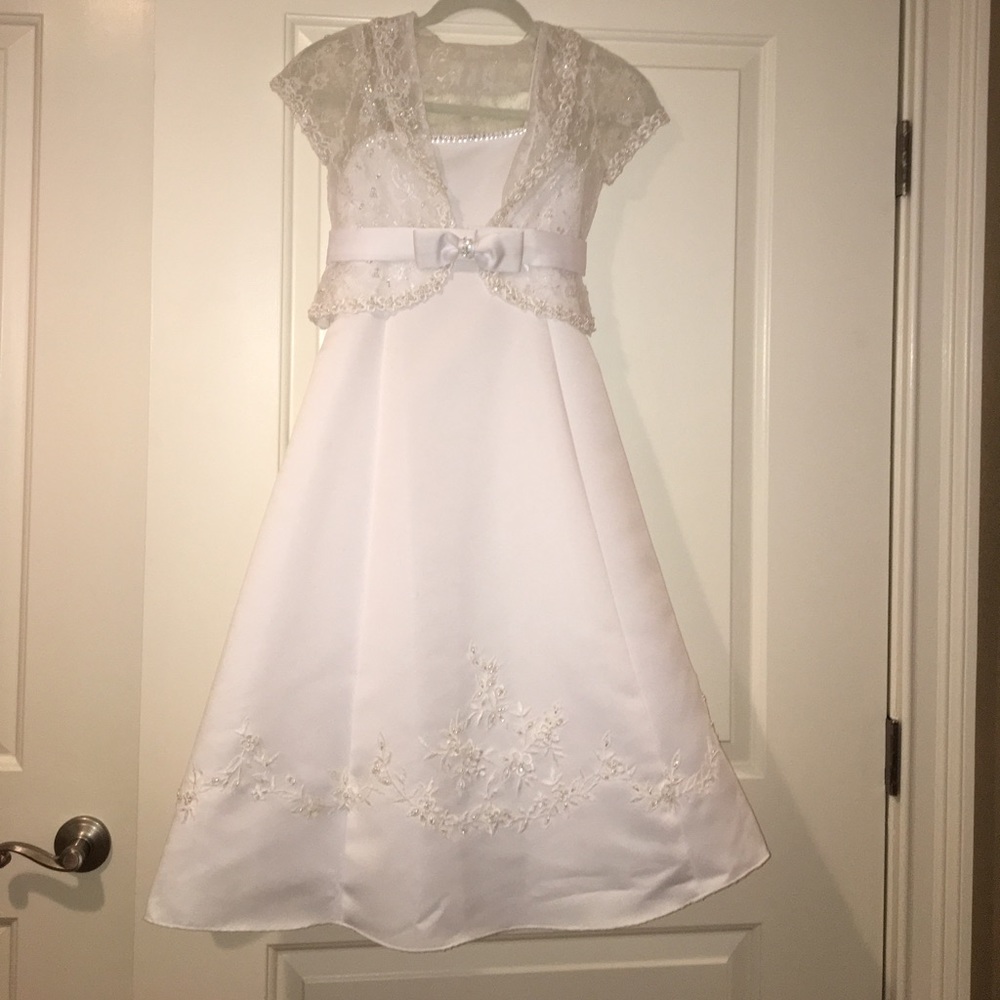 Communion Dress with veil and removable jacket