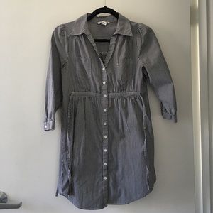 H&M shirt dress with white pinstripes