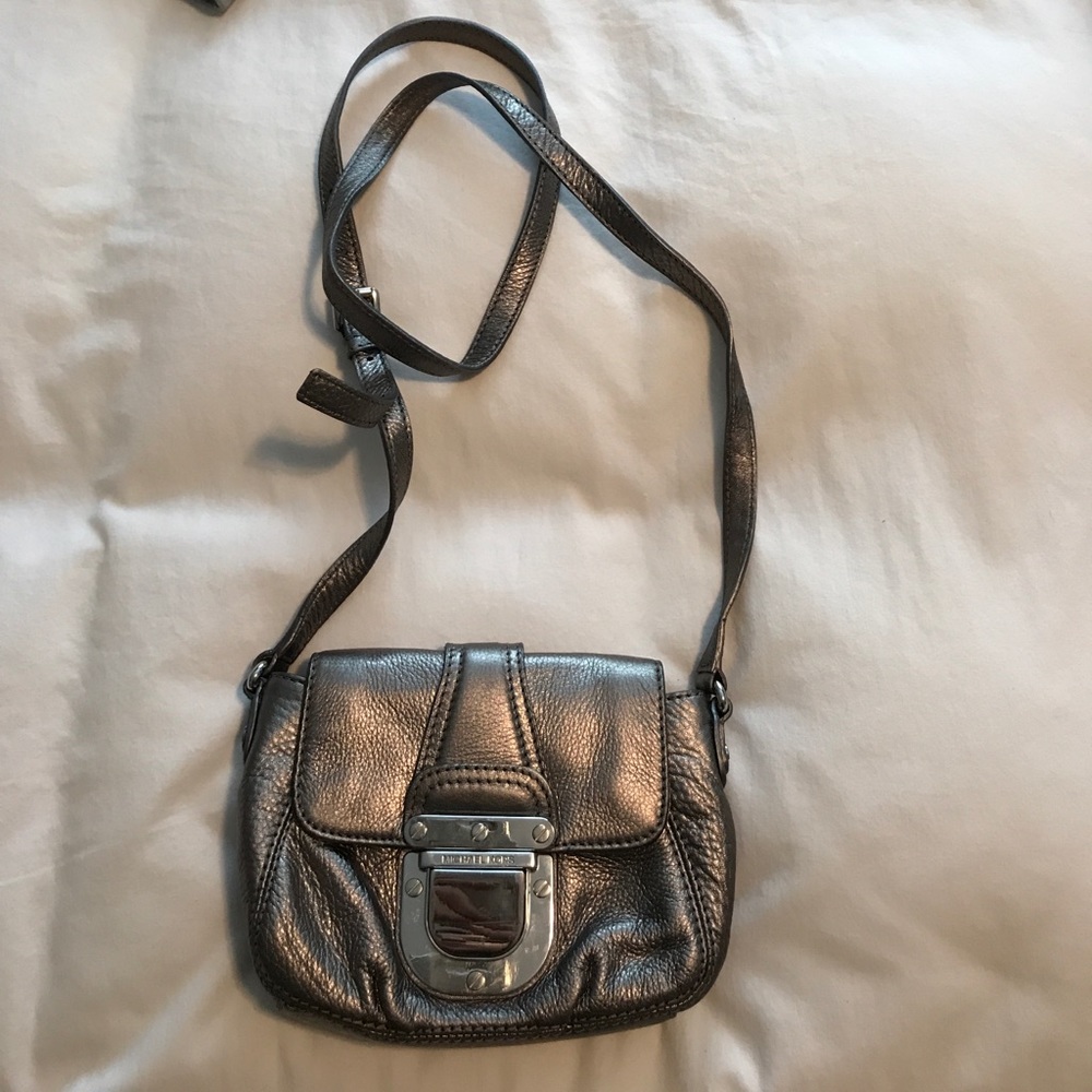 Michael kors metallic silver crossbody