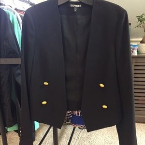 Black military style open blazer