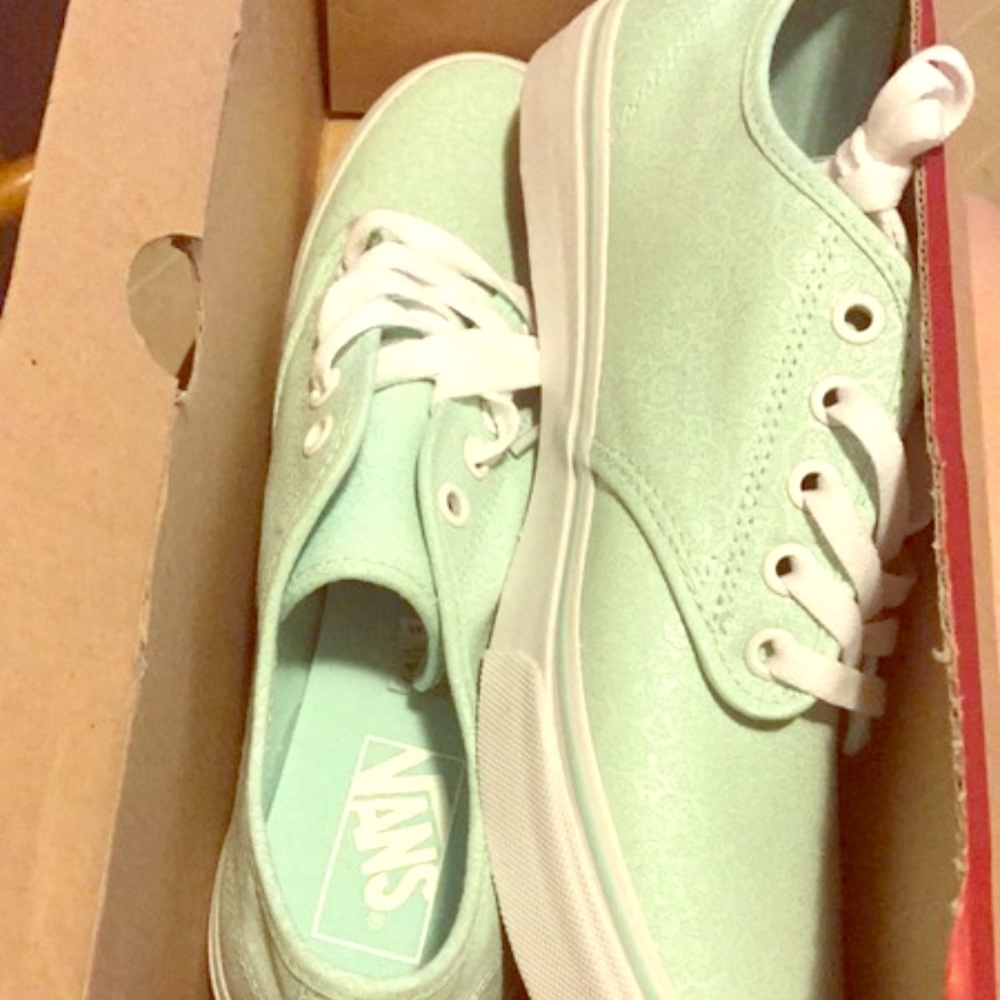 Mint green sparkly vans