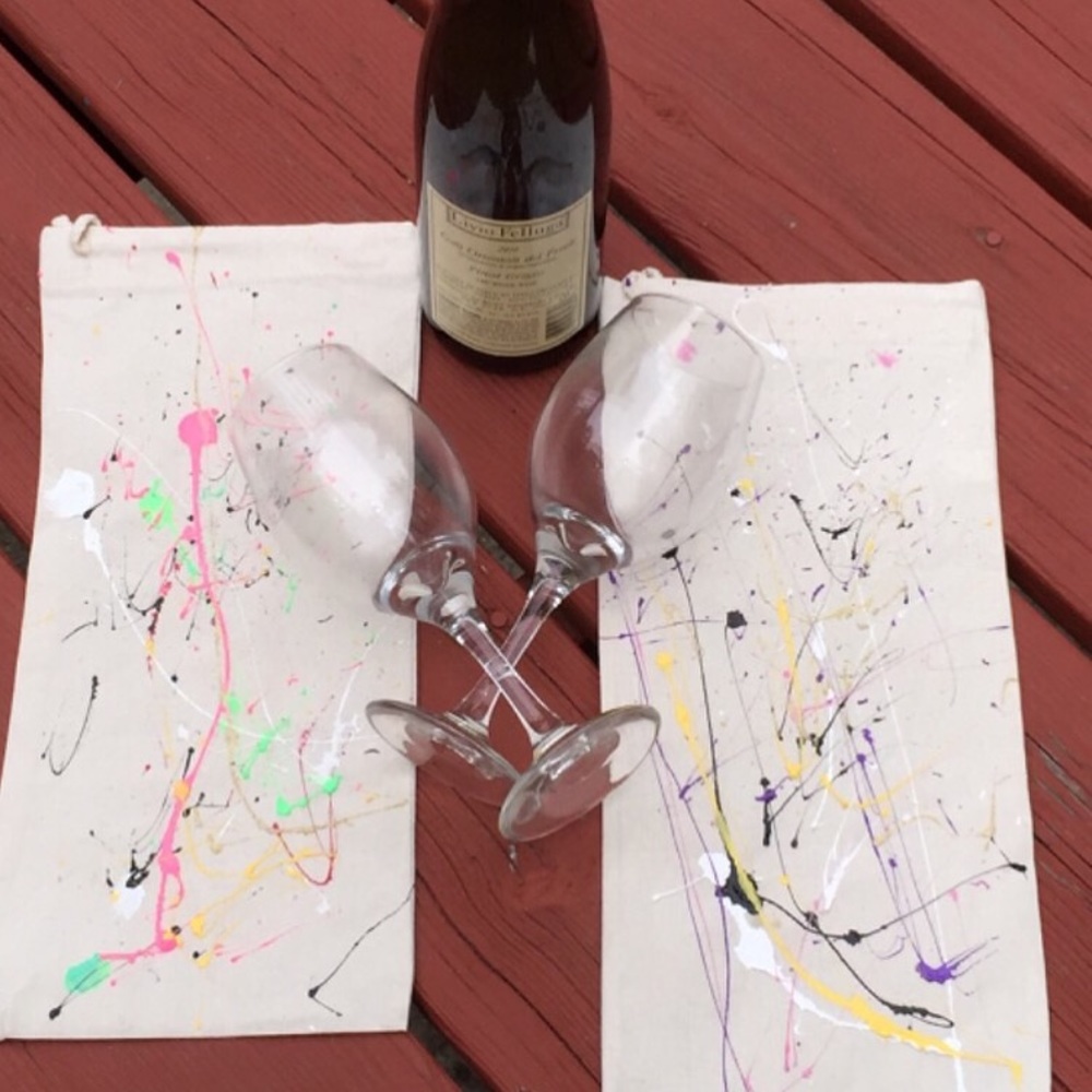 Hand Painted Wine Bags