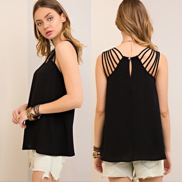 🏈FLASH SALE🏈 BLACK STRAPPY TOP - Picture 3 of 4