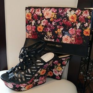 Platform Wedge Sandal & Clutch Set