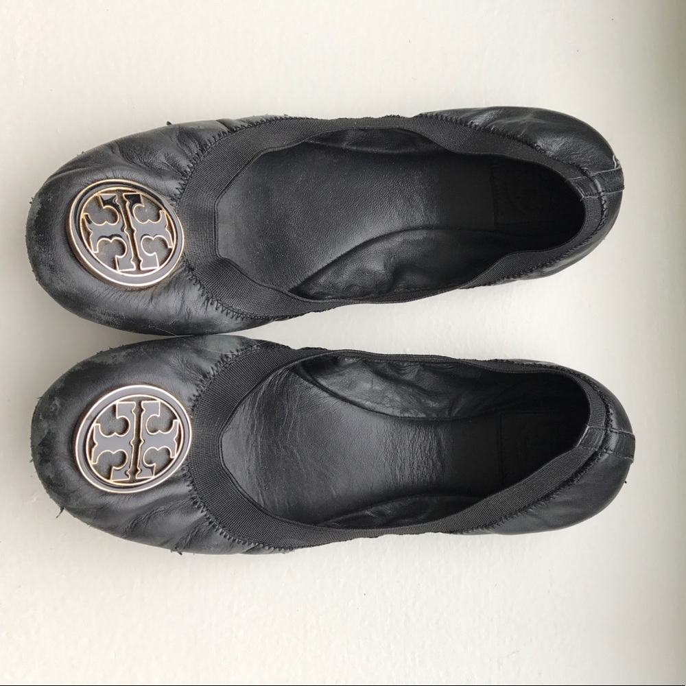 Tory Burch Black and Gold Flats