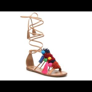Catherine Pom Pom Gladiator Sandals tassels