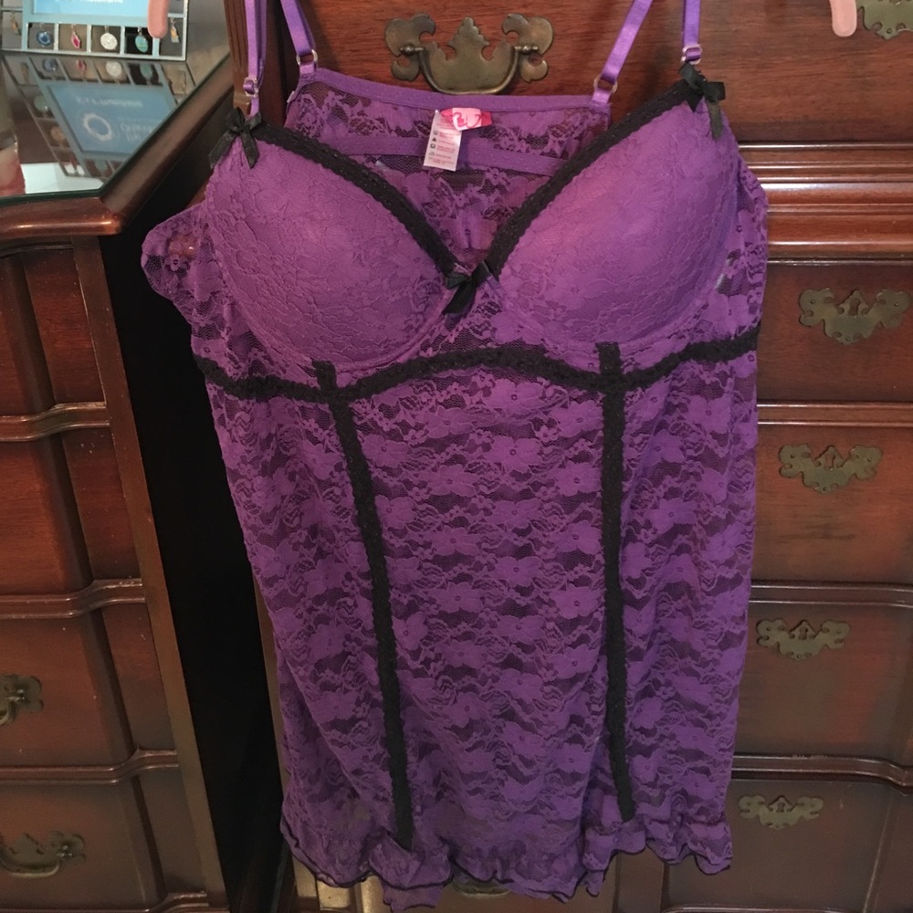 Gorgeous 3X Purple Lace Babydoll w/Panties