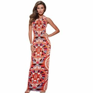 Multicolor Bodycon Maxi Dress-July4thSpecial