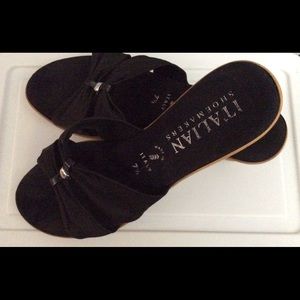 Black Wedge Sandals made in Italy
