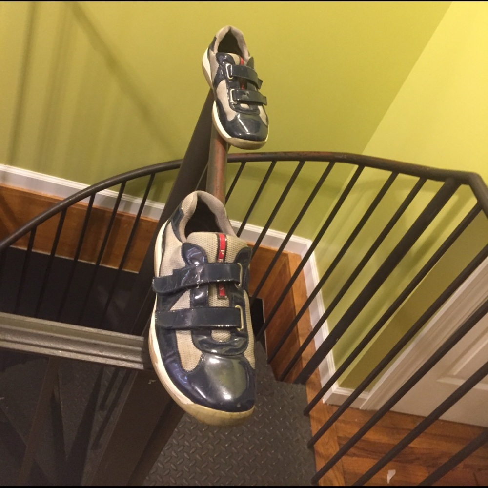 Blue patient leather Prada shoes