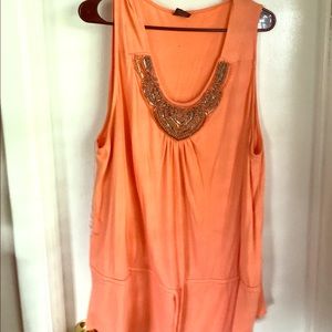 Beaded draw string tank top
