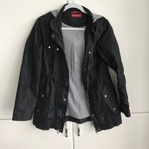 Black Rain Coat with Gray Interior