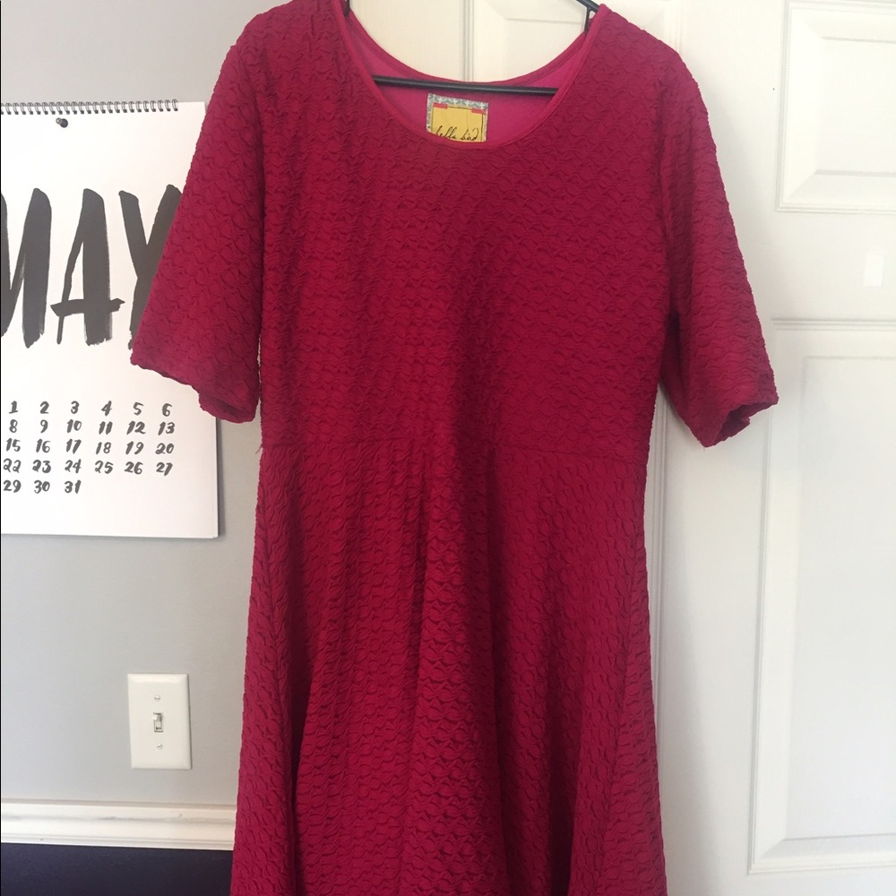 Magenta Textured Midi Dress