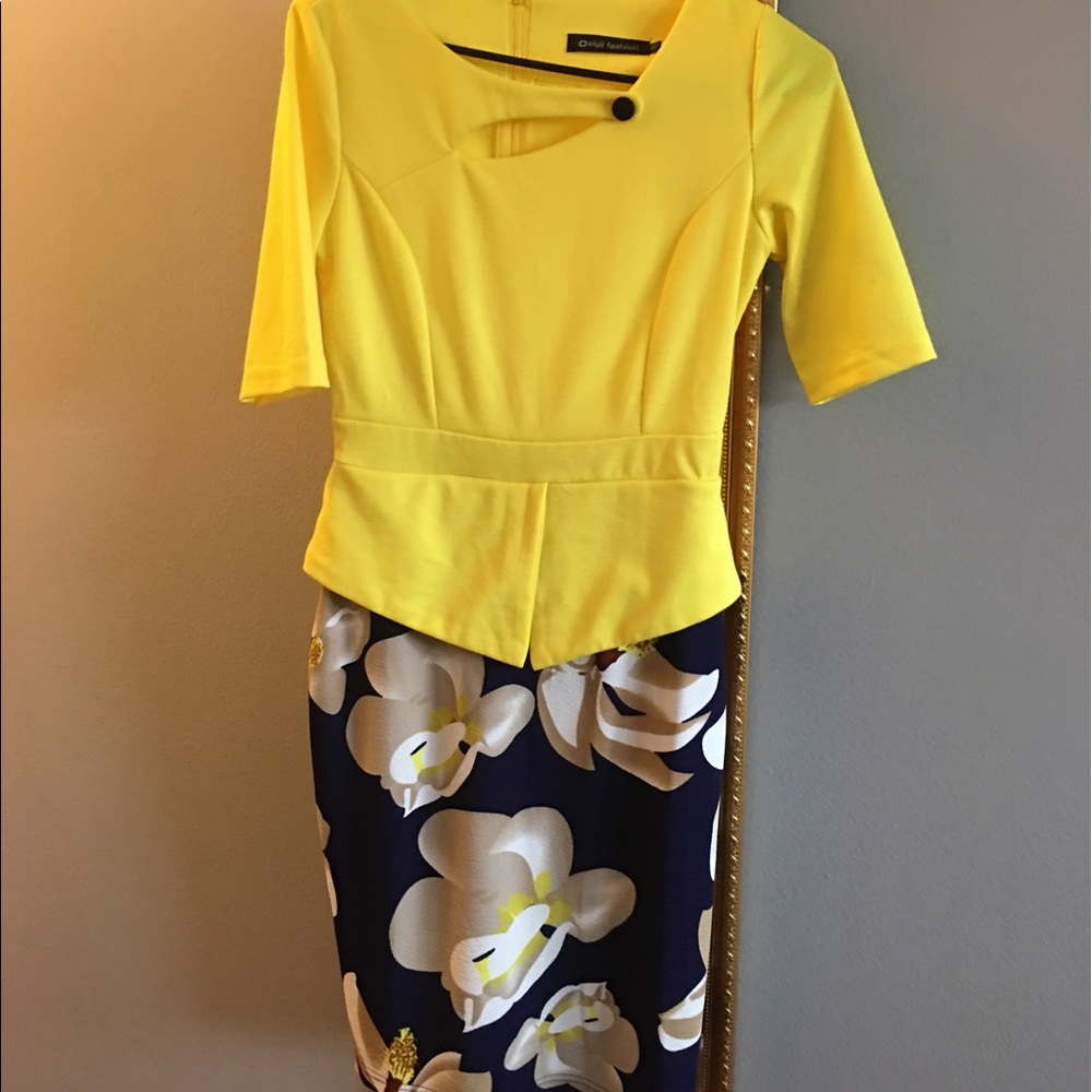 Floral Peplum Pencil Dress