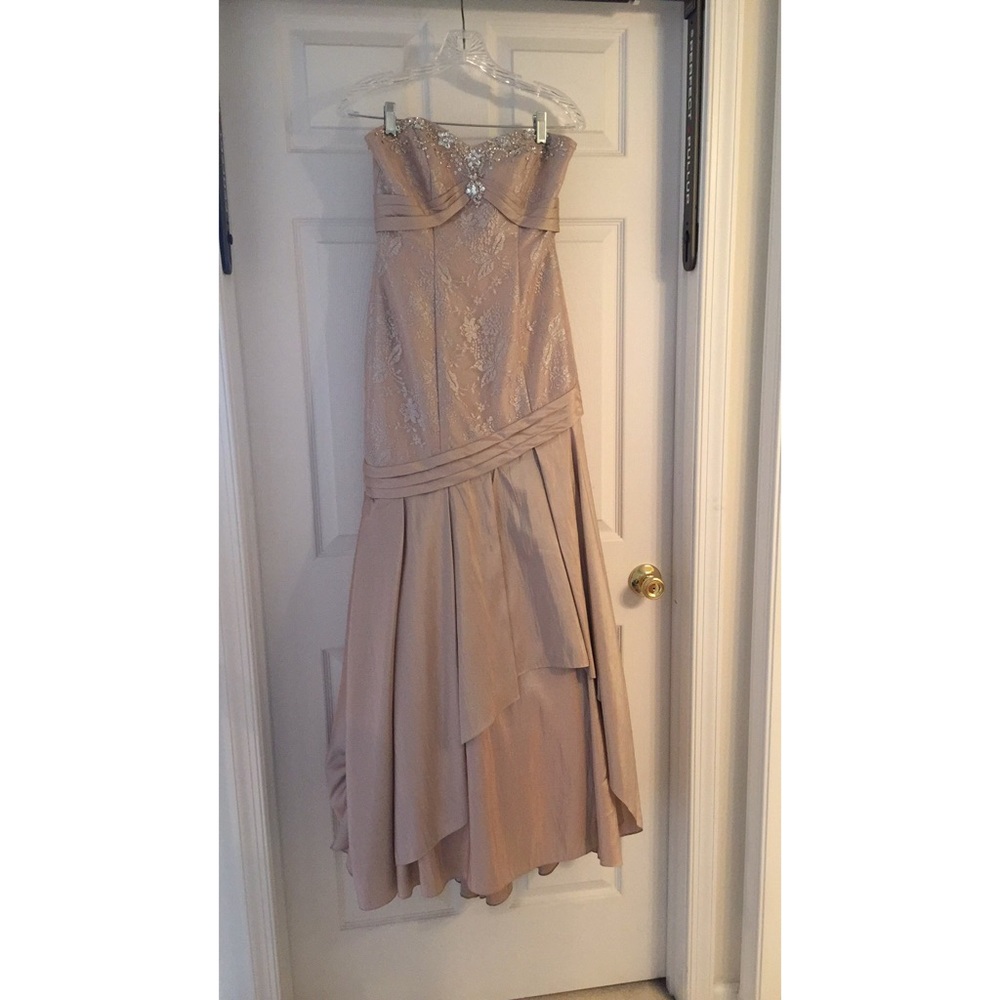 PROM DRESS strapless off pink with jewels