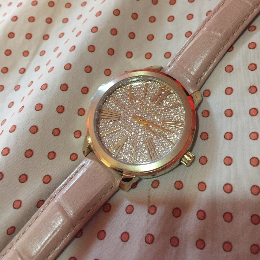 Michael kors light pink &gold glitz watch leather