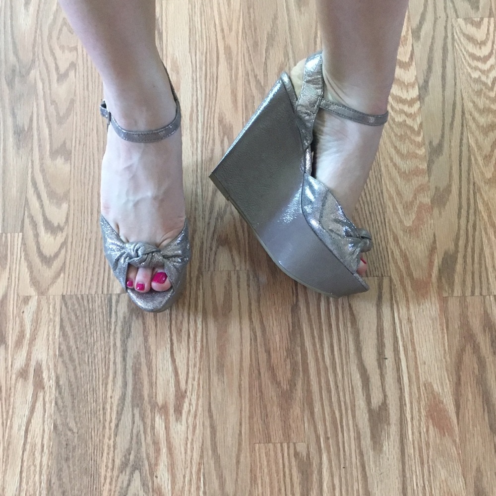 Super tall metallic platform sandals-worn once!