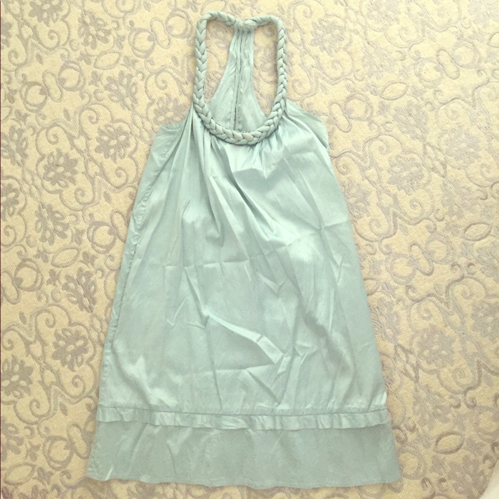 Calypso braid halter ice blue dress