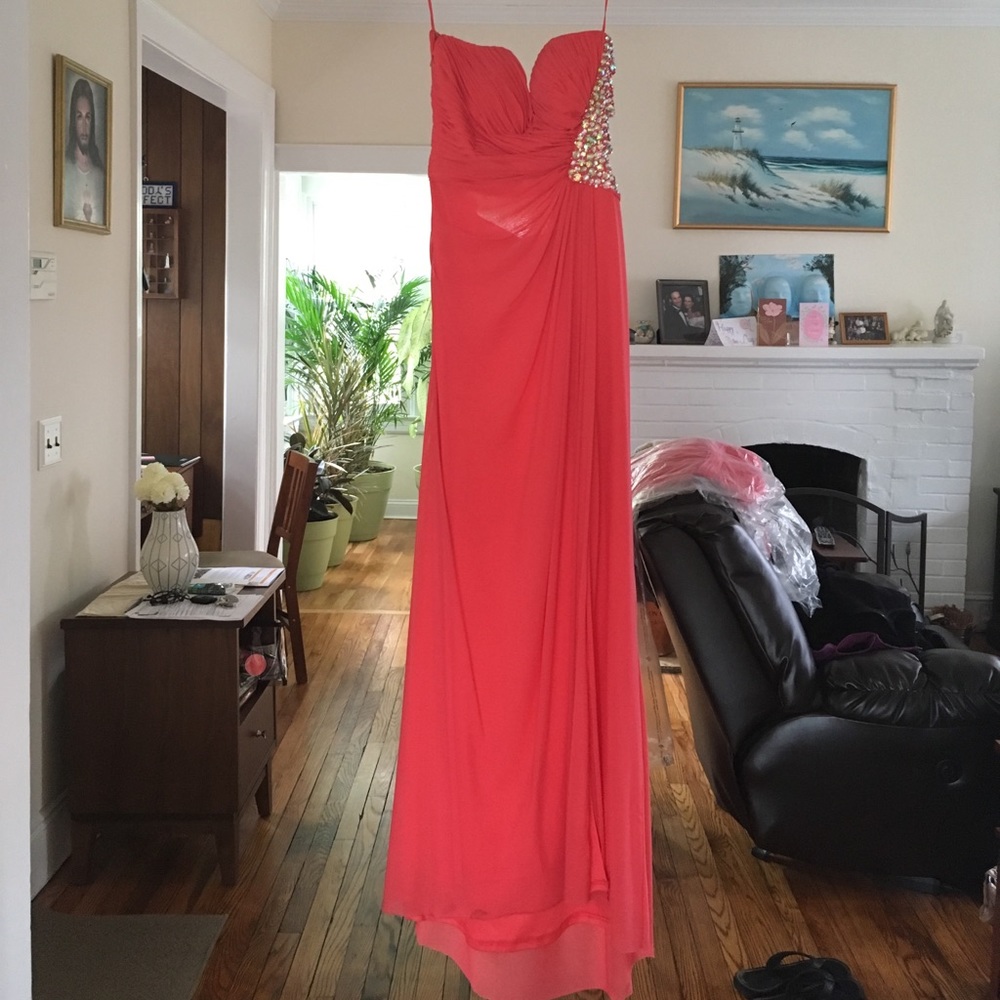 Hot Pink Long Prom Dress w/ gorgeous details