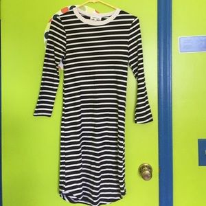 Black and white striped midi dress