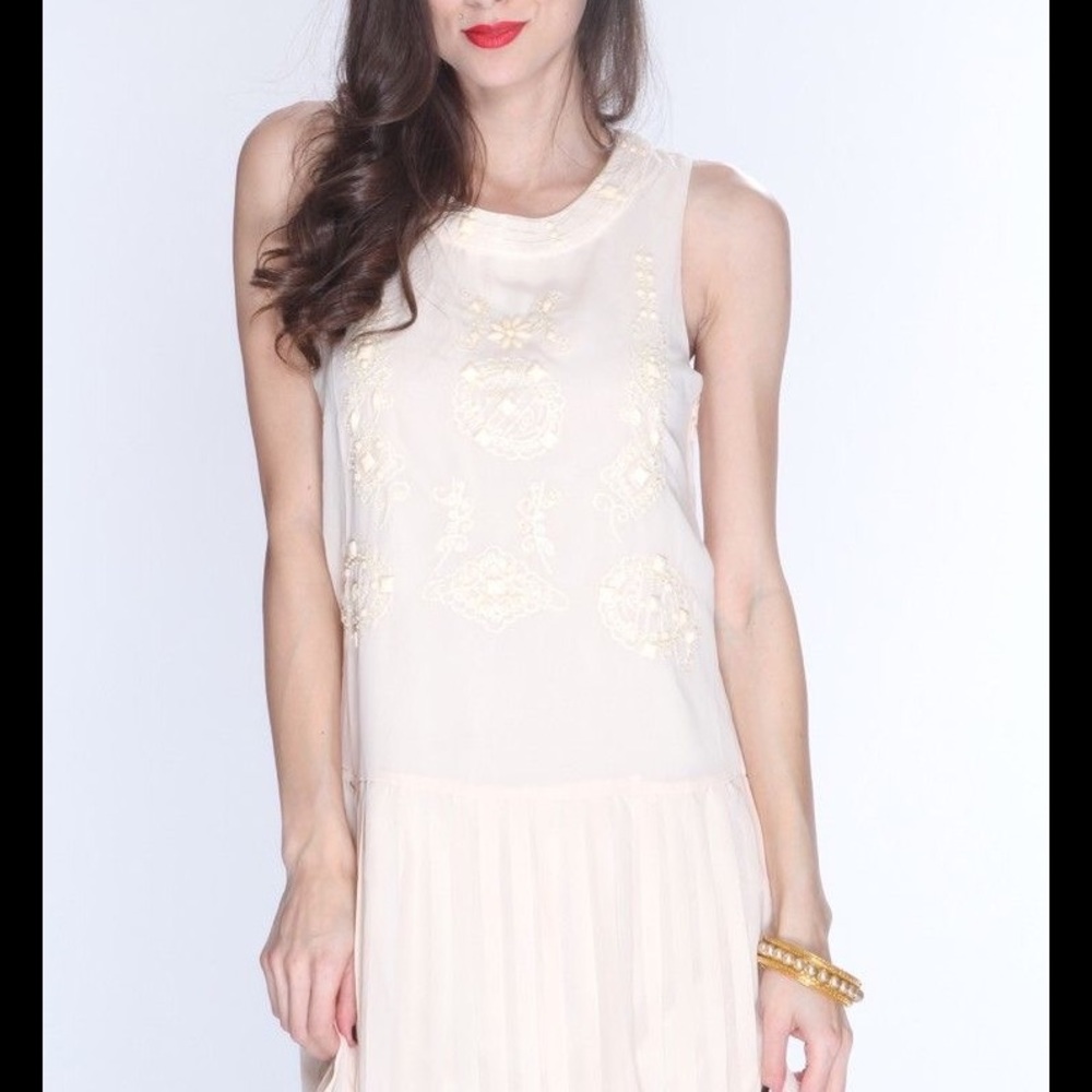 NWT S embellished drop waist dress