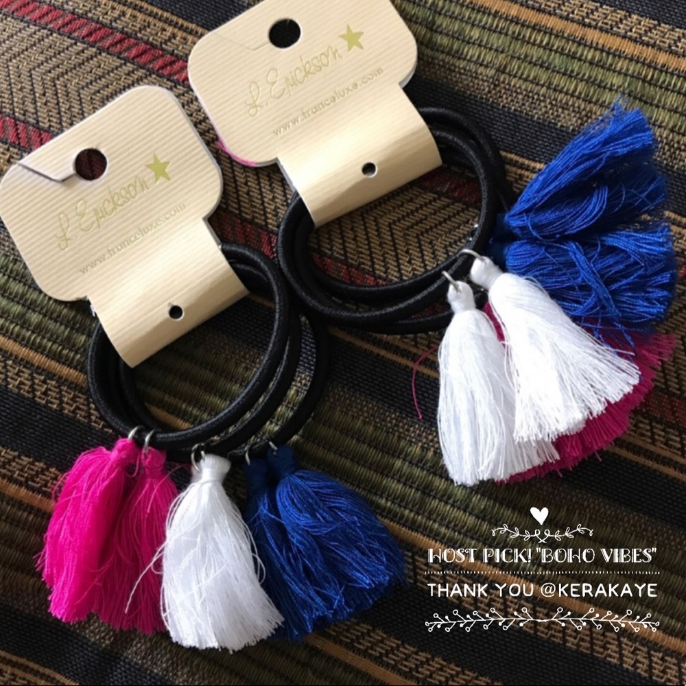 🦋 France Luxe Boho Hair ties & tassels• Set of 3