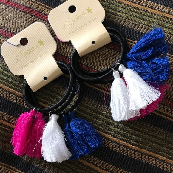 🦋 France Luxe Boho Hair ties & tassels• Set of 3 - Picture 3 of 5