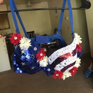 American Flag sequins bra