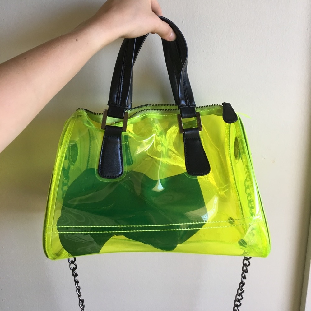 Bright Green/Yellow see through purse!!