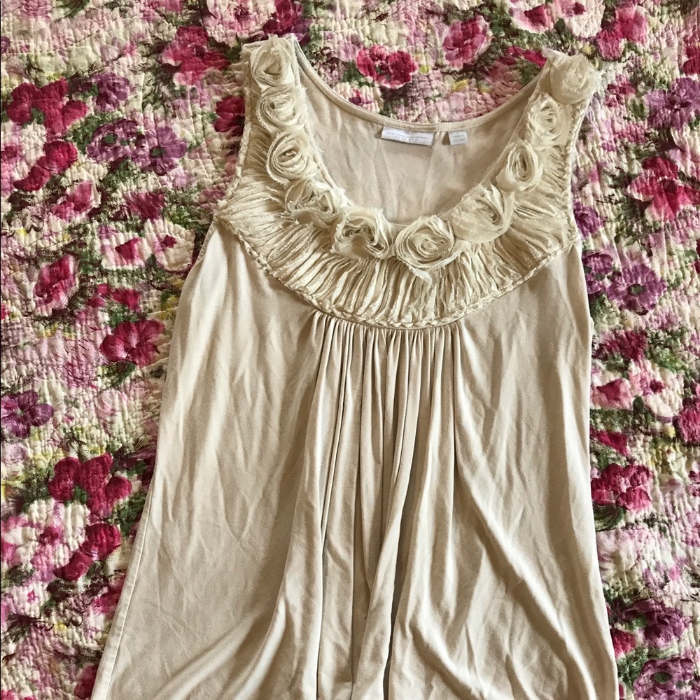 Feminine cream sleeveless top.  Size M