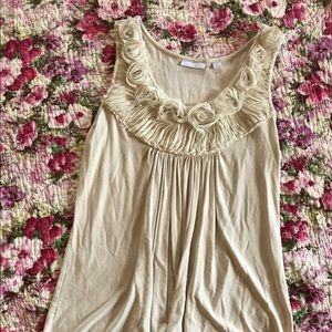Feminine cream sleeveless top.  Size M